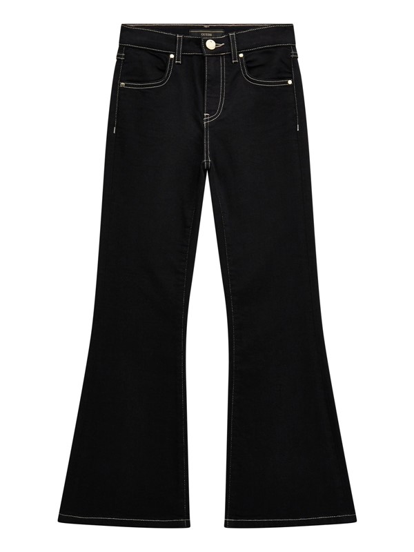Stretch black denim flare fit