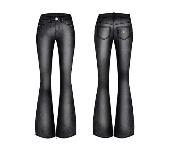 Stretch black denim flare fit