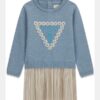 Ls mixed fabric dress