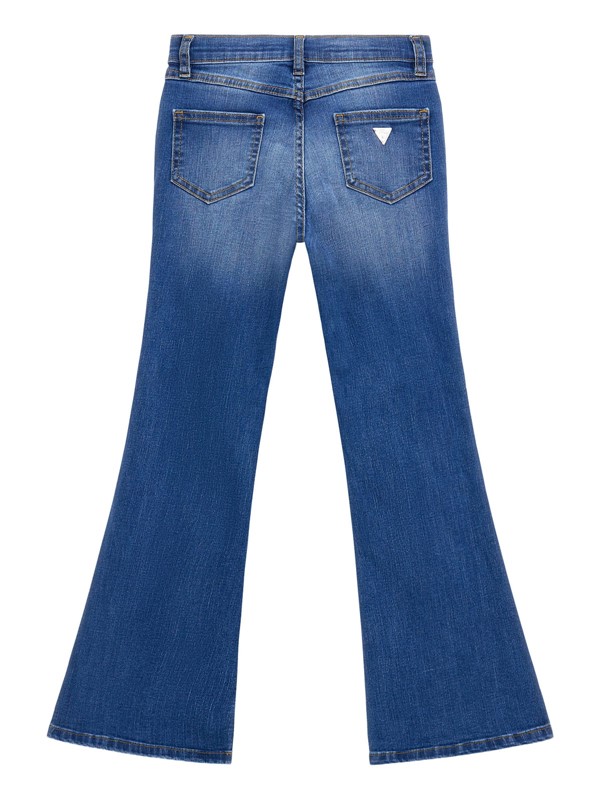 Stretch denim flare fit pants