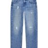 Rigid denim straight fit pants