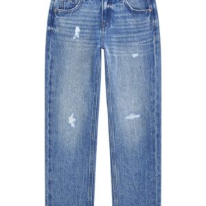 Rigid denim straight fit pants