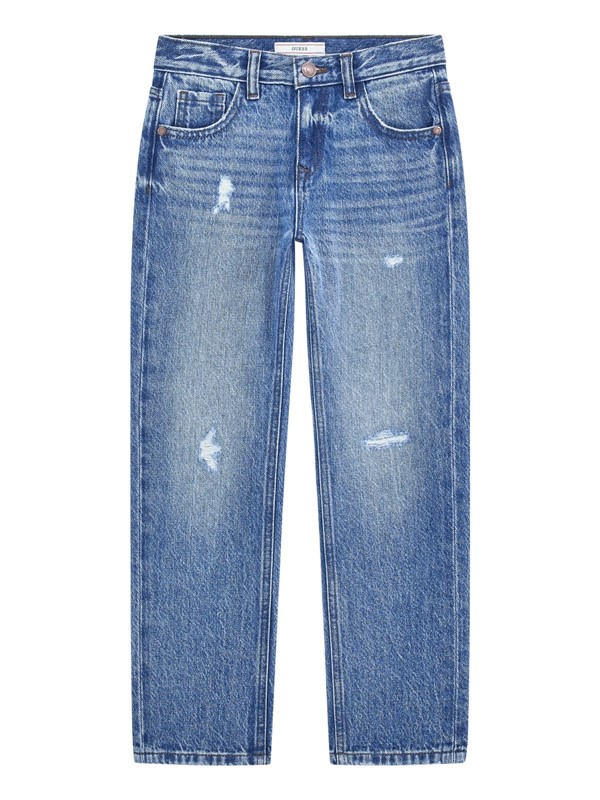 Rigid denim straight fit pants