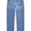 Rigid denim straight fit pants