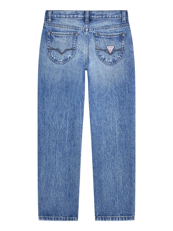 Rigid denim straight fit pants