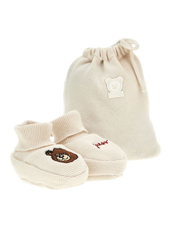 Set booties + knitted gift bag