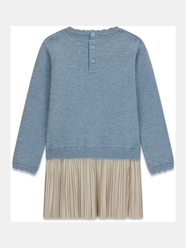 Ls mixed fabric dress