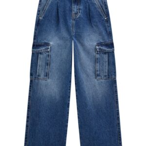 Rigid denim cargo pants