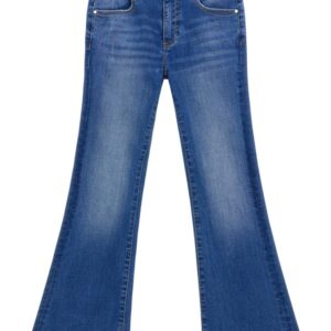 Stretch denim flare fit pants