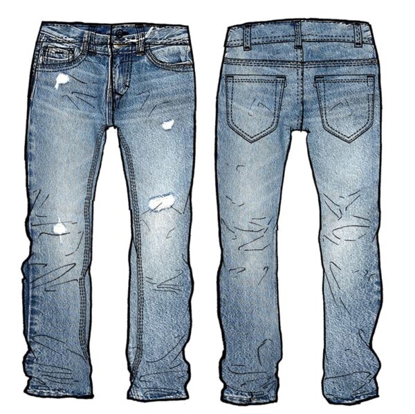 Rigid denim straight fit pants