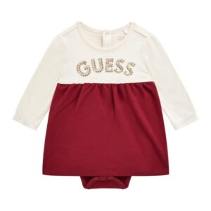 Mixed fabric ls dress bodysuit