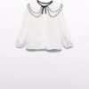 Blusa chiffon collo ricamo