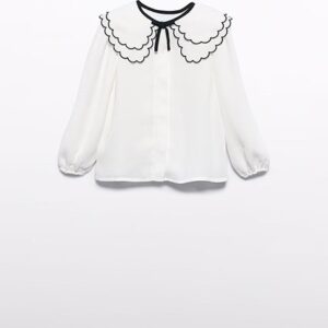Blusa chiffon collo ricamo