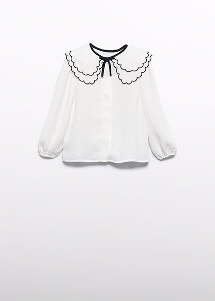 Blusa chiffon collo ricamo