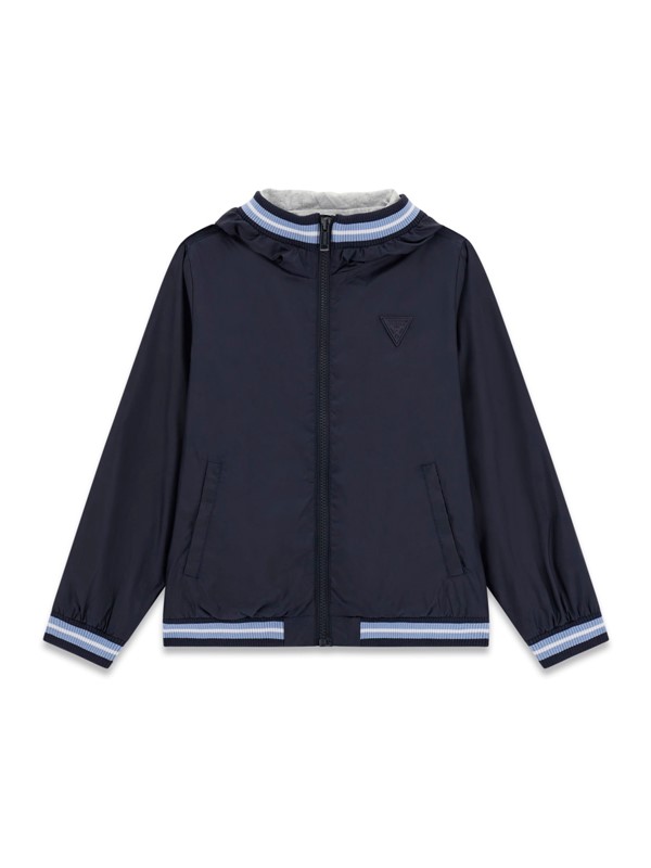 Poly hooded ls jacket w/zip