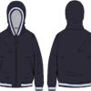Poly hooded ls jacket w/zip