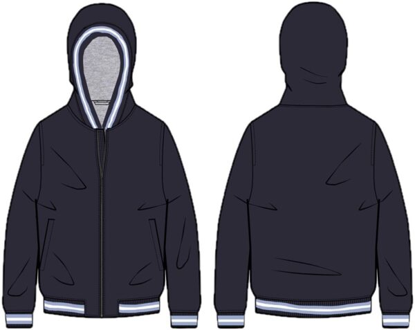 Poly hooded ls jacket w/zip
