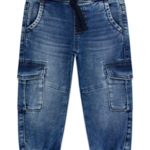 Relaxed cargo knit denim pants