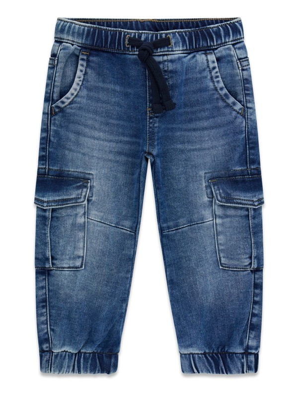 Relaxed cargo knit denim pants