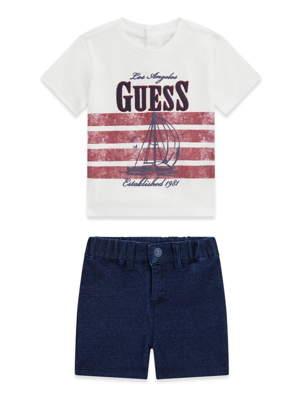 Set ss t-shirt+knit den shorts