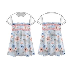 Mixed fabric ss dress