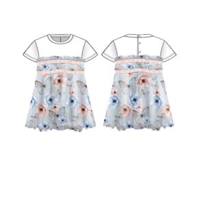 Set mixed fabric dress+panties