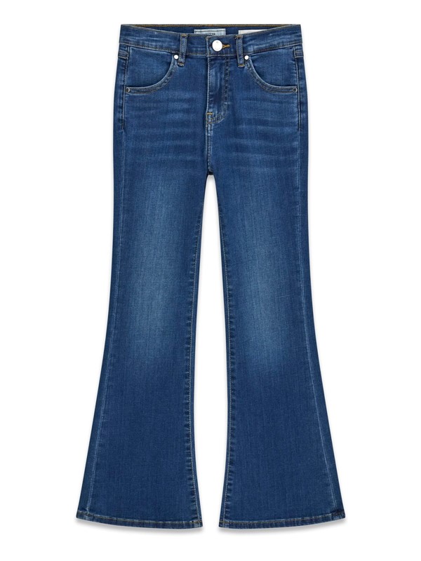 Stretch denim flare fit pants