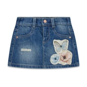 Rgd denim skirt w/butterflies