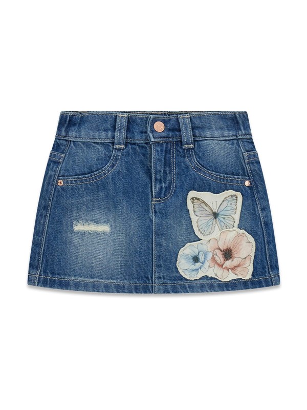 Rgd denim skirt w/butterflies