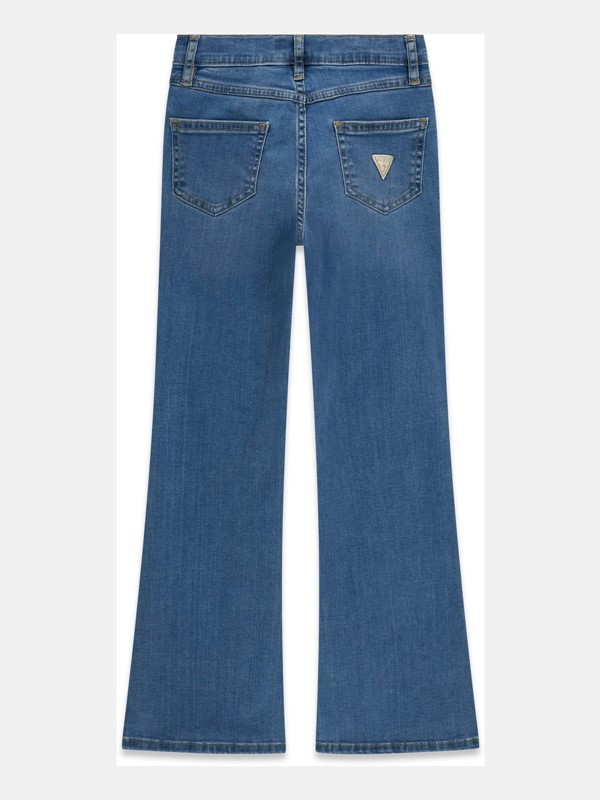 Stretch denim flare fit pants