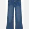 Stretch denim flare fit pants