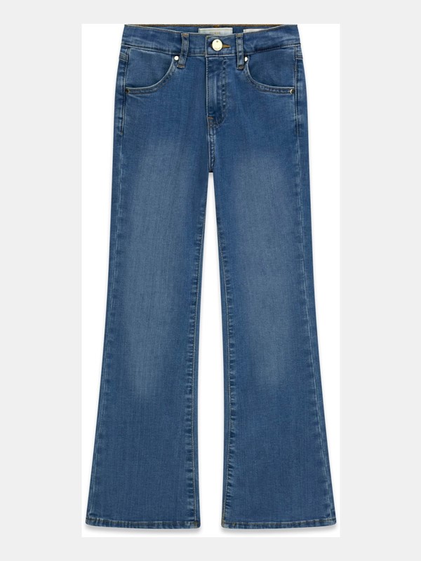 Stretch denim flare fit pants