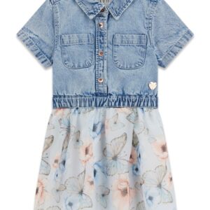 Mixed fabric ss dress