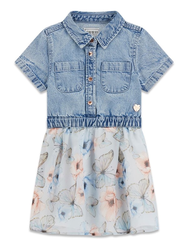 Mixed fabric ss dress