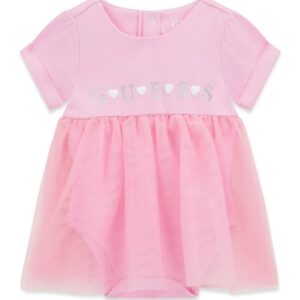 Mixed fabric ss dress bodysuit