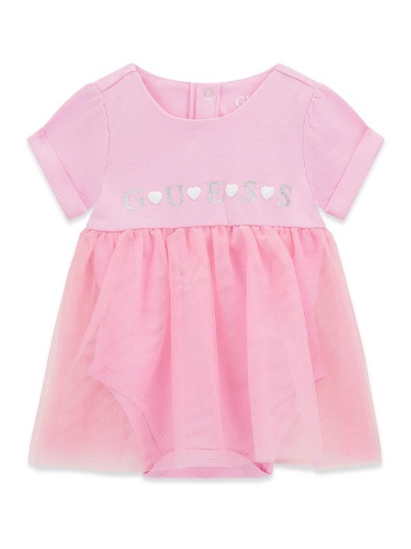 Mixed fabric ss dress bodysuit