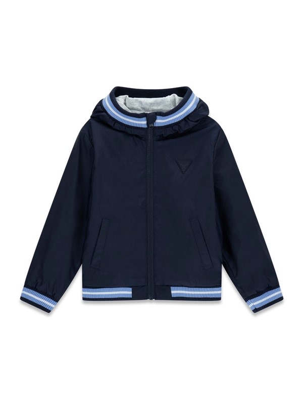 Poly hooded ls jacket w/zip