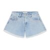 Rigid denim shorts w/rhineston