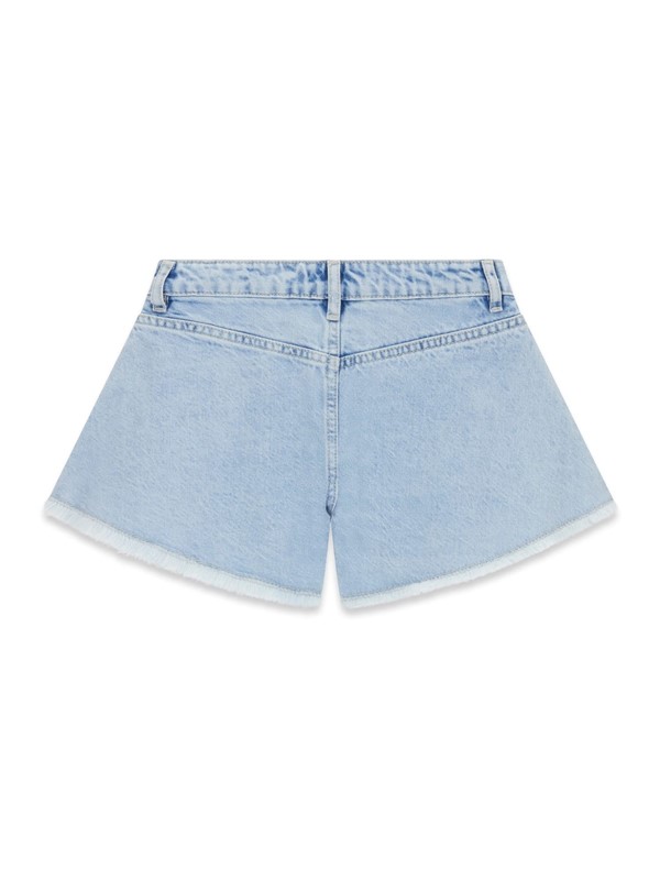 Rigid denim shorts w/rhineston