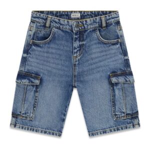 Rigid denim cargo shorts