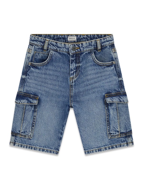 Rigid denim cargo shorts
