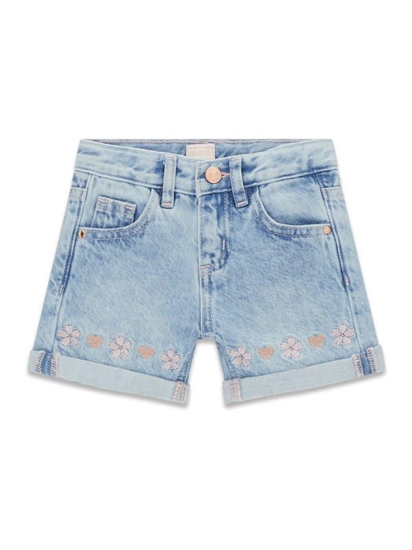 Rigid denim shorts w/embroider