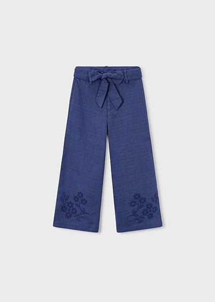 Pantalone lungo lino ricamo