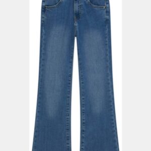 Stretch denim flare fit pants
