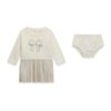 Mixed fabric ls dress+pantie