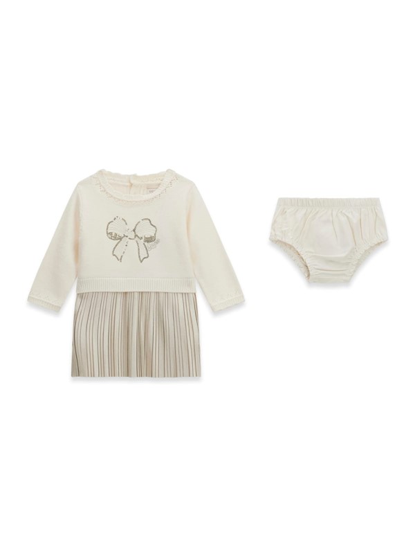 Mixed fabric ls dress+pantie
