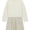 Mixed fabric ls dress