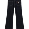 Stretch denim flare fit pants