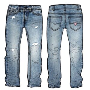 Regular rigid denim pants w/da