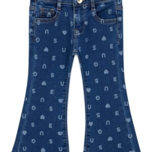 Stretch denim flare pants w/la